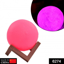 Moon Night Lamp Pink Color With Wooden Stand Night Lamp For Bedroom