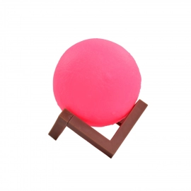 Moon Night Lamp Pink Color With Wooden Stand Night Lamp For Bedroom