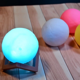 Moon Night Lamp Blue Color With Wooden Stand Night Lamp For Bedroom