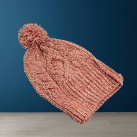 Unisex Skull Winter Woolen Knitted Black Inside Fur Beanie Cap