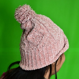 Unisex Skull Winter Woolen Knitted Black Inside Fur Beanie Cap