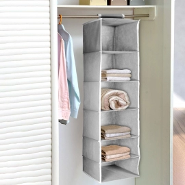 6 Shelf Hanging Closet Organizer | Space Saver | Sweater and Clothing Shelves