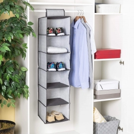 6 Shelf Hanging Closet Organizer | Space Saver | Sweater and Clothing Shelves