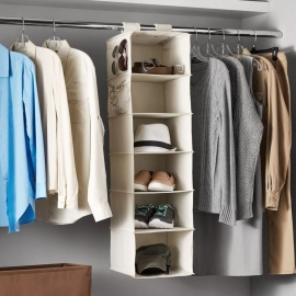 6 Shelf Hanging Closet Organizer | Space Saver | Sweater and Clothing Shelves