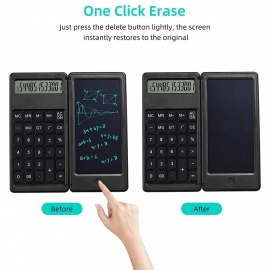 Foldable Calculator With 6 Inch LCD Tablet Digital Drawing Pad Stylus Pen Erase Button Lock Function Smart Calculator