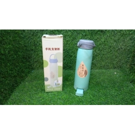 High Portable Water Bottle, Creative Wheat Fragrance Glass Bottle Water with Mobile Phone Holder Wide Mouth Glass Water 380ml (MOQ :- 80 pc)