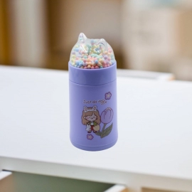 Girl Glass Water Bottle for School with Kid Sparkle Strap Cat Lid Sequins Glitter Glass Cup Birthday Gift Children 350ml