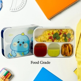 Cartoon Design Print 4 Compartment Plastic Lunch Box Air Tight Lunch Box