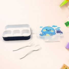 Cartoon Design Print 4 Compartment Plastic Lunch Box Air Tight Lunch Box