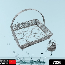 Multipurpose Fancy Basket/Tray/Platter with handles and small Stand Organizer Stainless steel Drainer Storage Drying Rack