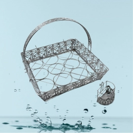 Multipurpose Fancy Basket/Tray/Platter with handles and small Stand Organizer Stainless steel Drainer Storage Drying Rack