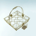 Multipurpose Fancy Basket/Tray/Platter With Handles and Small Stand Organizer Stainless Steel Drainer Storage Drying Rack for Counter Cabinet Table Kitchen Restaurant, Home, Office (Gold)