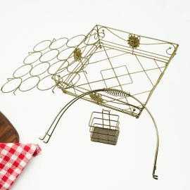 Multipurpose Fancy Basket/Tray/Platter With Handles and Small Stand Organizer Stainless Steel Drainer Storage Drying Rack for Counter Cabinet Table Kitchen Restaurant, Home, Office (Gold)