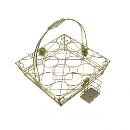 Multipurpose Fancy Basket/Tray/Platter With Handles and Small Stand Organizer Stainless Steel Drainer Storage Drying Rack for Counter Cabinet Table Kitchen Restaurant, Home, Office (Gold)