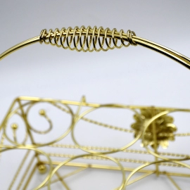 Multipurpose Fancy Basket/Tray/Platter With Handles and Small Stand Organizer Stainless Steel Drainer Storage Drying Rack for Counter Cabinet Table Kitchen Restaurant, Home, Office (Gold)