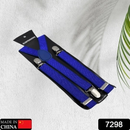 Royal Blue color suspenders belts stylish, Metal Clip Elastic Casual and Formal Suspenders