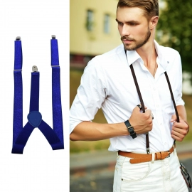 Royal Blue color suspenders belts stylish, Metal Clip Elastic Casual and Formal Suspenders