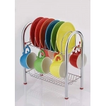 Stainless Steel 2 Layer Plate and Bowl Stand Kitchen Utensil Rack, Cutlery Stand
