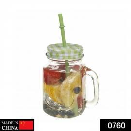 Drinking Cup | Glass | Mug Mason Jar with Handle and Straw