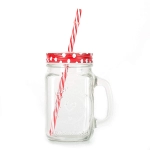 Drinking Cup | Glass | Mug Mason Jar with Handle and Straw