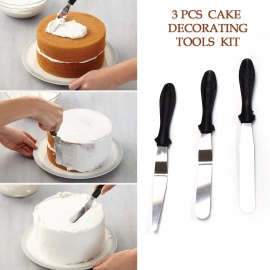 3-in-1 Multi-Function Stainless Steel Cake Icing Spatula Knife Set