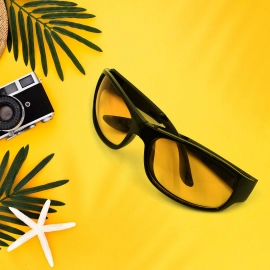 Protect Sunglasses | Clear Vision Glasses for Driving Car and Bike Riding | Yellow, Black Glasses