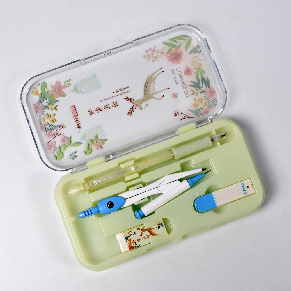 MATH COMPASS SET 8Pc STUDENT DRAWING LEARNING STATIONERY RULER