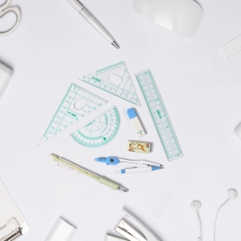 MATH COMPASS SET 8Pc STUDENT DRAWING LEARNING STATIONERY RULER