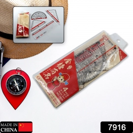 Map Measuring Tool Set with Protractor 30 / 60 45 Degree Triangle Ruler 16 cm Straight Ruler Plastic