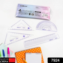 4pcs Ruler Set Stationery Set for School Student Office