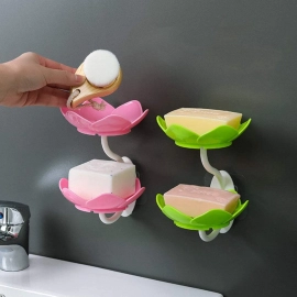 Double Layer Flower Self Draining Soap Dish Holder, Bathroom Shower Soap Holder