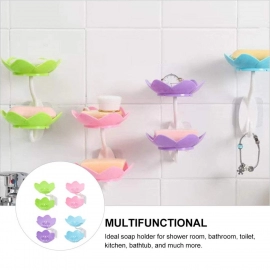 Double Layer Flower Self Draining Soap Dish Holder, Bathroom Shower Soap Holder