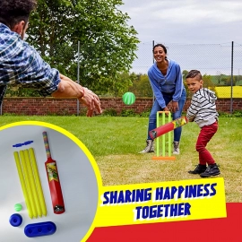 Plastic Cricket Set with Stump, Ball and Bat Kit