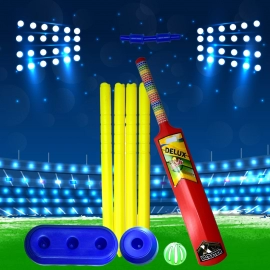 Plastic Cricket Set with Stump, Ball and Bat Kit
