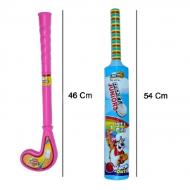 Combo of Light Weight Plastic Bat, Ball and Hockey for Kids