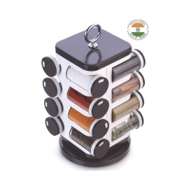 Ganesh Multipurpose Revolving Spice Rack With 16 Pcs Dispenser each 100 ml Plastic Spice