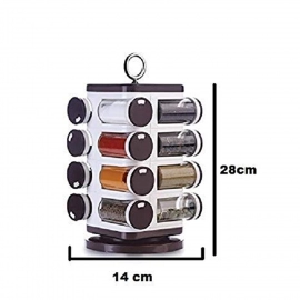 Ganesh Multipurpose Revolving Spice Rack With 16 Pcs Dispenser each 100 ml Plastic Spice