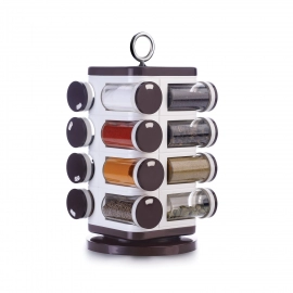 Ganesh Multipurpose Revolving Spice Rack With 16 Pcs Dispenser each 100 ml Plastic Spice