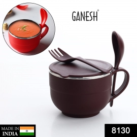 Noodles and Soup Bowl With Spoon And Fork Handle Spoon Holder, Stainless Steel Bowl And Spoon Set, Stainless Steel Storage