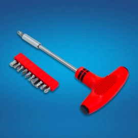 T-Shaped Screw Driver With 10 Screwdriver Bits and Cutter