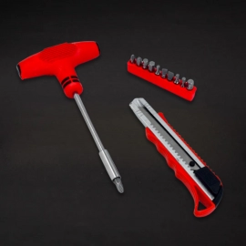 T-Shaped Screw Driver With 10 Screwdriver Bits and Cutter