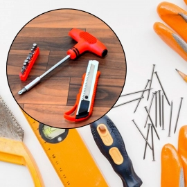 T-Shaped Screw Driver With 10 Screwdriver Bits and Cutter