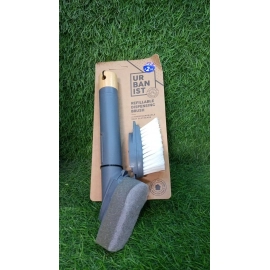 Cleaning Brushes Set, Scrub Brush Bathroom Brush, Long Handle Liquid Dispenser Pot Washing Brush