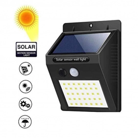 Solar Security LED Night Light for Home Outdoor | Garden Wall | Black | 20-LED Lights
