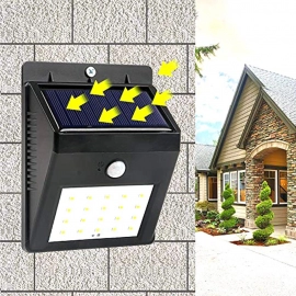 Solar Security LED Night Light for Home Outdoor | Garden Wall | Black | 20-LED Lights