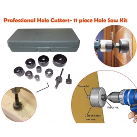 Wood Hole Saw Cutting Set (11 pcs, 19-64mm, Multicolour)
