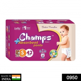 Premium Champs High Absorbent Pant Style Diaper Small Size, 42 Pieces (950_Small_42)