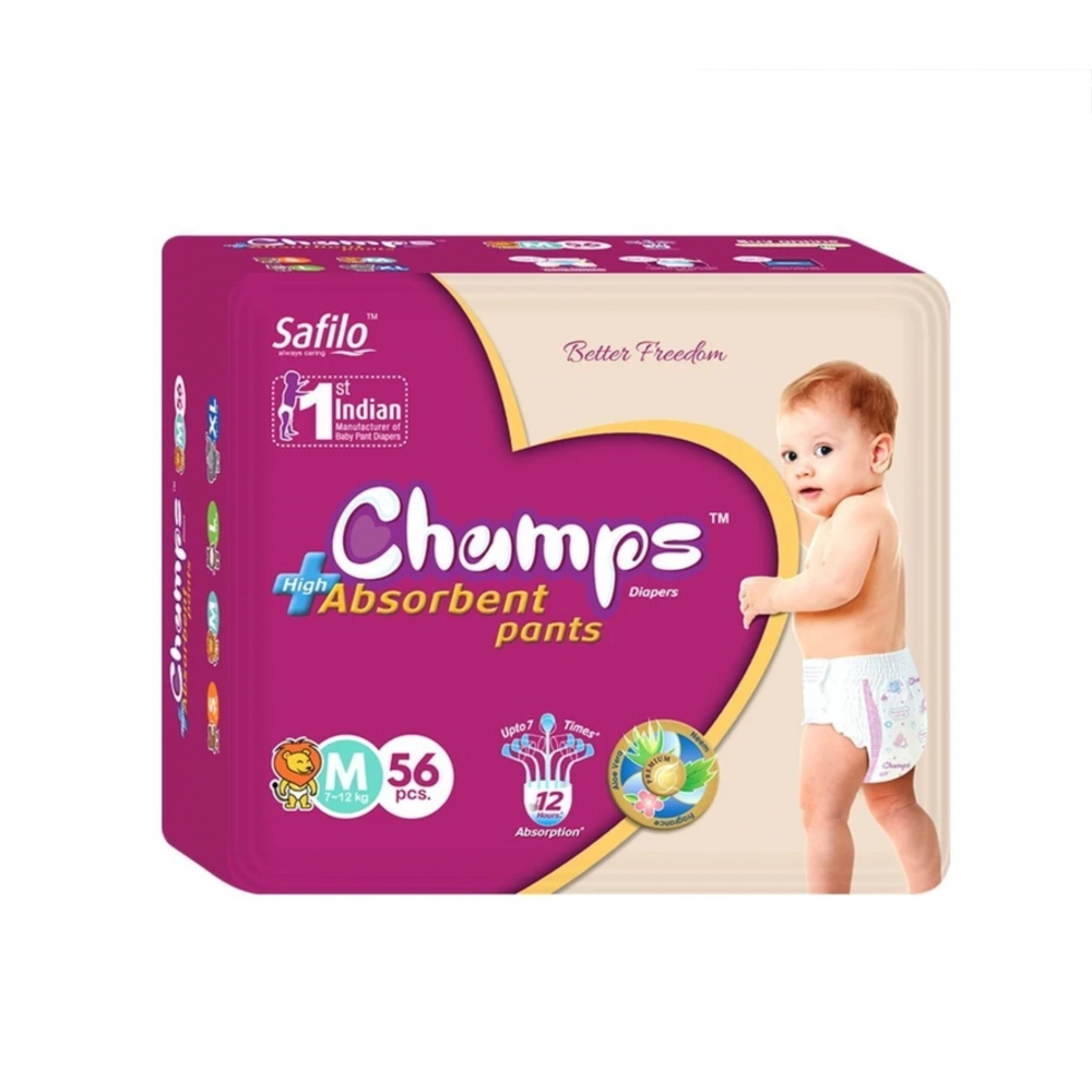 Premium Champs High Absorbent Pant Style Diaper Medium Size, 56 Pieces