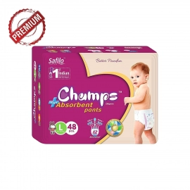 Premium Champs High Absorbent Pant Style Diaper Large Size, 48 Pieces