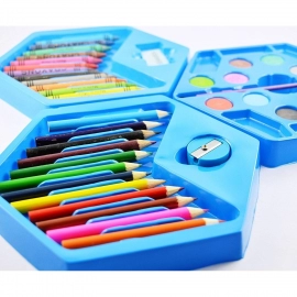 46 Pcs Plastic Art Colour Set with Color Pencil, Crayons, Oil Pastel and Sketch Pens